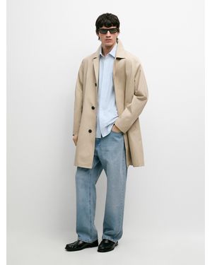 MASSIMO DUTTI Check Cotton Trench Coat With Interior Detail - Blue