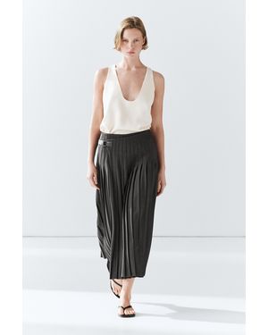 MASSIMO DUTTI Pleated Midi Skirt With Appliqué - White