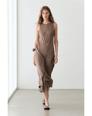 MASSIMO DUTTI Fließendes Midikleid Aus Satin - Natur