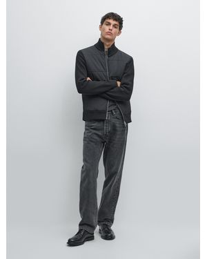 MASSIMO DUTTI Contrast Knit Puffer Jacket - Grey