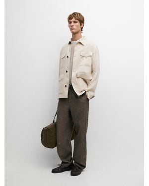 MASSIMO DUTTI Lightweight Linen Jacket With Pockets - White