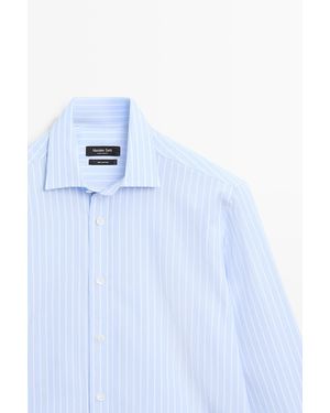 MASSIMO DUTTI Regular Fit Pinstriped Shirt - Blue