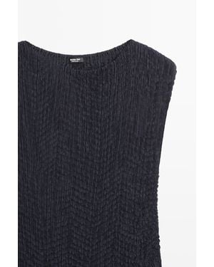 MASSIMO DUTTI Long Flowing Dress With Ruched Detail - Blue