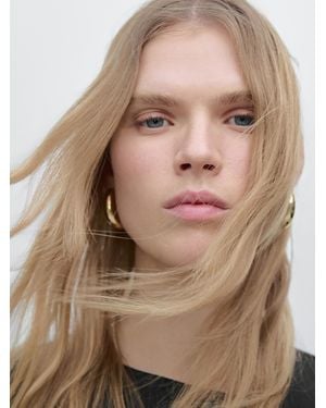 MASSIMO DUTTI Oval Hoop Earrings - Brown