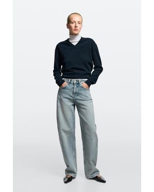 MASSIMO DUTTI Jeans Barrel Fit Vita Media - Blu