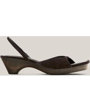 MASSIMO DUTTI Wood Heel Sandal - White
