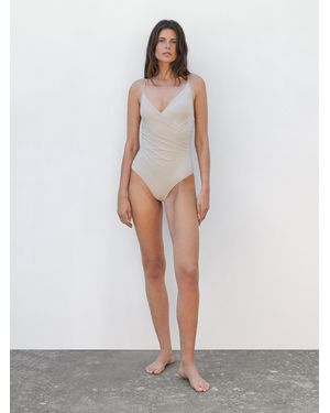 MASSIMO DUTTI Draped Tulle Swimsuit - White