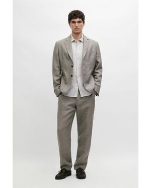 MASSIMO DUTTI 100% Linen Suit Blazer - Gray