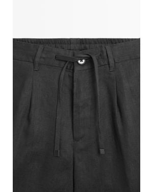 MASSIMO DUTTI Linen Elastic Waist Bermuda Shorts Co-Ord - Multicolour