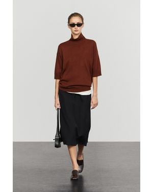 MASSIMO DUTTI Short Sleeve Mock Turtleneck Knit Jumper - Red