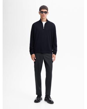 MASSIMO DUTTI Jersey Cremallera 100% Lana Merino - Azul