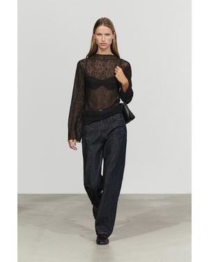 MASSIMO DUTTI Maglietta Semitrasparente Con Dettaglio - Nero