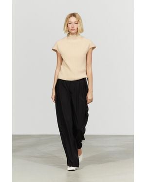 MASSIMO DUTTI 100% Cashmere Ribbed Knit Vest - Natural