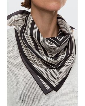 MASSIMO DUTTI Foulard À Rayures 100 Soie - Gris