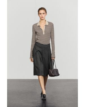 MASSIMO DUTTI Gonna Pantalone Con Dettaglio Pieghe - Grigio