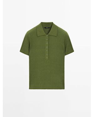 MASSIMO DUTTI Tricot Polotrui Van Katoenmix - Groen