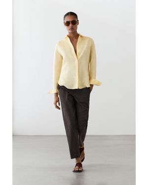 MASSIMO DUTTI Flowing 100% Linen Shirt - Natural