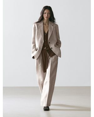MASSIMO DUTTI Linen Suit Blazer - Natural