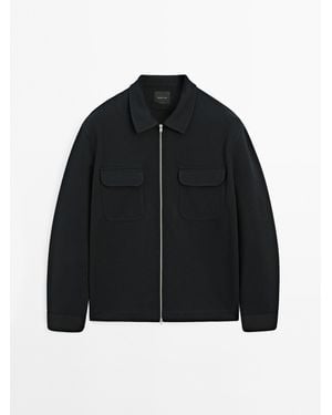 MASSIMO DUTTI Twill Jack Van Katoenmix Met Zakken - Zwart
