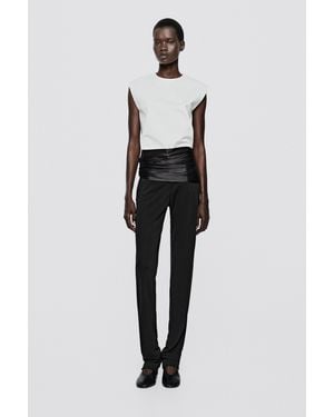 MASSIMO DUTTI Cotton Blend Poplin Top - White