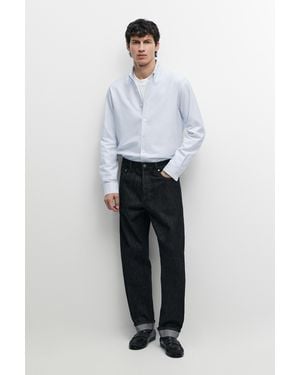 MASSIMO DUTTI Camisa Oxford Regular Fit Rayas - Blanco