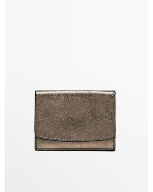 MASSIMO DUTTI Nappaleren Portefeuille - Grijs