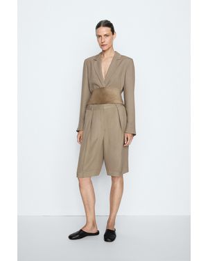 MASSIMO DUTTI Long Darted Bermuda Shorts - Natural