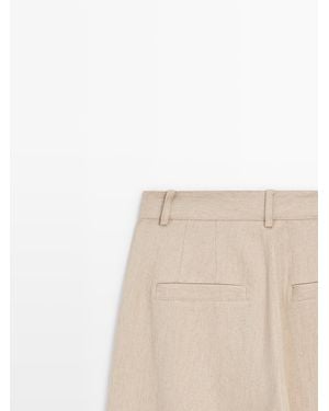 MASSIMO DUTTI High-Waisted Loose-Fit Pants - Natural