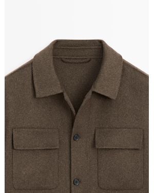 MASSIMO DUTTI Wool Blend Overshirt With Pockets - Green
