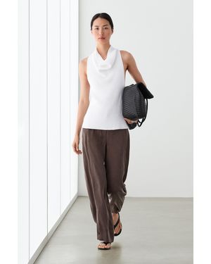 MASSIMO DUTTI Flowing Pants With Button Hem Total Look - Brown