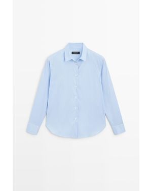 MASSIMO DUTTI Chemise Stretch En Popeline Rayée - Bleu