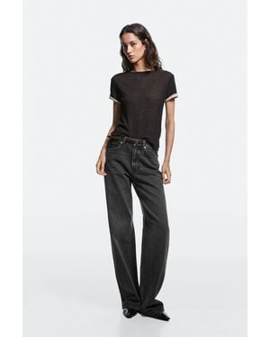 MASSIMO DUTTI High-Waist Wide-Leg Jeans - Black