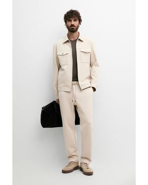 MASSIMO DUTTI Cotton Blend Jogger Fit Trousers, Complete Look - Natural