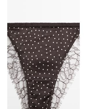 MASSIMO DUTTI Polka Dot Briefs With Lace Detail - Black
