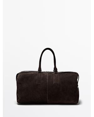 MASSIMO DUTTI Suède Leren Reistas - Zwart