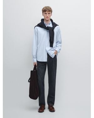 MASSIMO DUTTI Regular Fit Striped Shirt - Blue