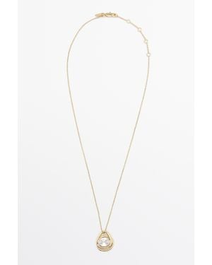MASSIMO DUTTI Oval Irregular Crystal Necklace - White