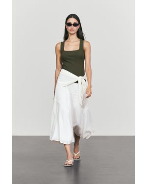 MASSIMO DUTTI Square Neck Top - White