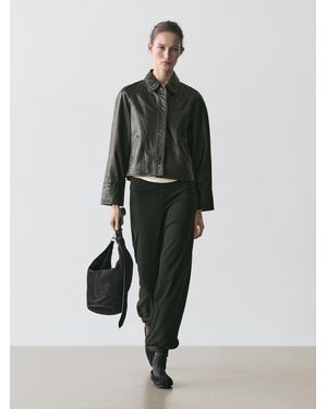 MASSIMO DUTTI Nappa Leather Jacket With Belt - Black