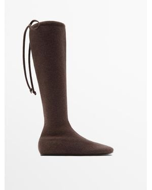 MASSIMO DUTTI Bota Alta Cashmere - Marrón