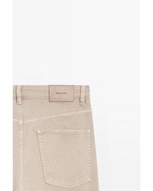 MASSIMO DUTTI Lightweight Tapered Fit Denim-Effect Trousers - Natural