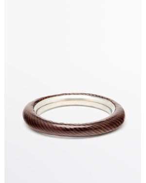 MASSIMO DUTTI Textured Enamelled Bracelet - White