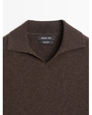MASSIMO DUTTI Knit Cashmere Polo Collar Jumper - Multicolour