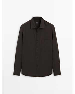 MASSIMO DUTTI Relax Fit Overhemd Met Zak - Zwart