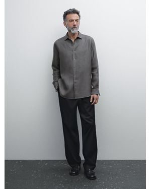MASSIMO DUTTI Hemd Aus 100 Leinen Im Regular-Fit - Grau