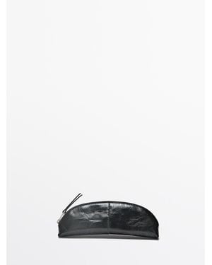 MASSIMO DUTTI Nappa Leather Pencil Case - Black