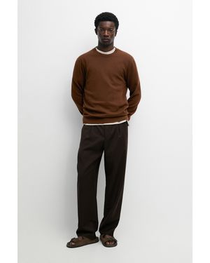 MASSIMO DUTTI Knit Cotton And Wool Jumper With Crew Neck - Brown