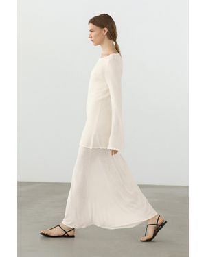 MASSIMO DUTTI Double-Layer Knit Dress With Long Sleeves - Natural