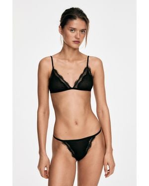 MASSIMO DUTTI Lace Triangle Bralette - Black