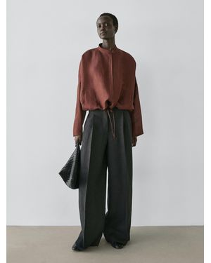 MASSIMO DUTTI Linen Blend Bomber Jacket - Brown